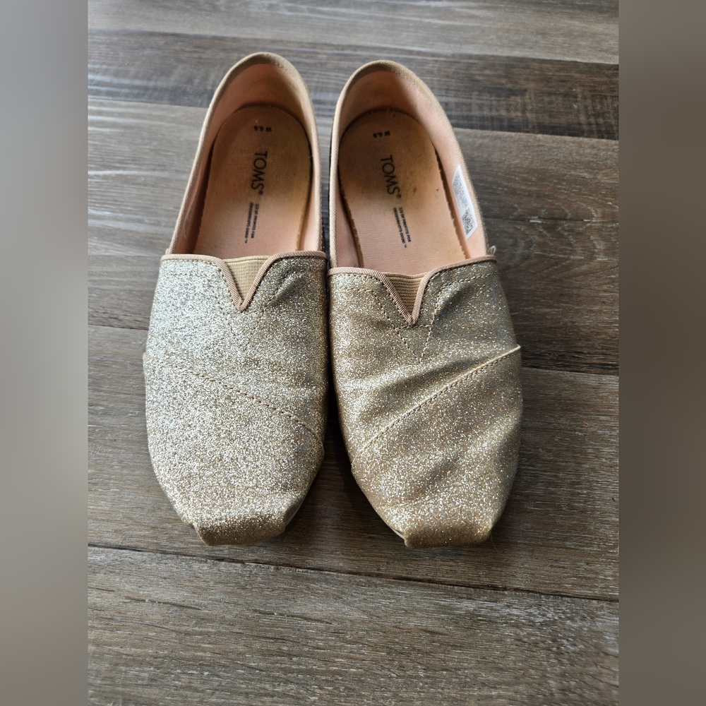 TOMS Sparkly Gold Slip-Ons